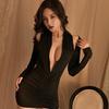 Sex Underwear New Sexy Hot Girls Hip Skirt Pure Desire Backless Deep V Neck Chest Long Sleeve Dress Internet Celebrity