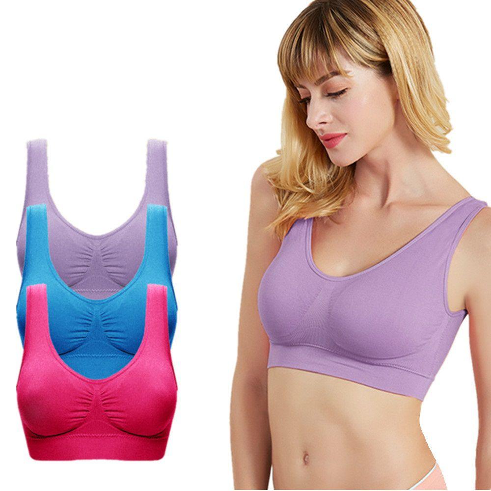Women Pure Color Plus Size Ultra-thin Large Bra Sports Bra Full Cup Tops For Comfort