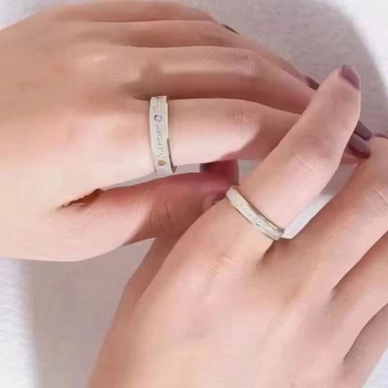 New Forever Love Couple Ring For Women Men Heart Stainless Steel Wedding Ring Fashion Engaged Party Jewelry