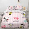 Snoopy Children's Microfibre Duvet Covers 3-Piece for Teenagers adult Duvet Cover Cartoon Comics Bedding with Zip gift Cover