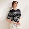 Retro Jacquard Knitted Short Sleeve Women's T-shirt