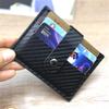 Pánská peněženka z karbonových vláken RFID Slim peněženka do přední kapsy Minimalistický držák na karty s klipem na bankovky Zapínání na patentky Držák na kreditní karty Kompaktní peněženka pro muže