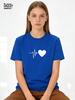 Love Heartbeat Print T-Shirt Cute Nurse Healthcare TShirt Funny Couple Matching Valentines Day Gift Shirt