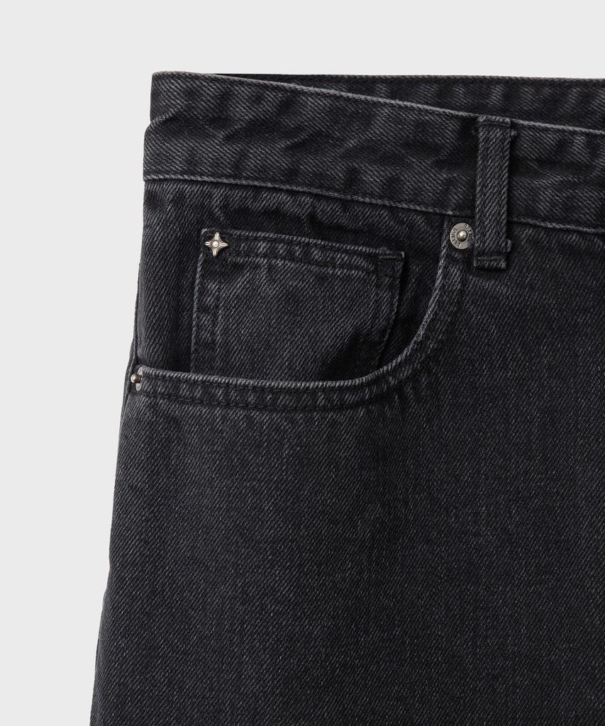 Bellie Mid-Wide Denim Pants - Washed Black
