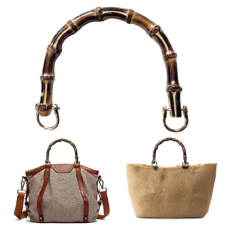 DIY Natural Bag Handles Lady Purse Crocheted Handbag U-shape Bamboo Handle