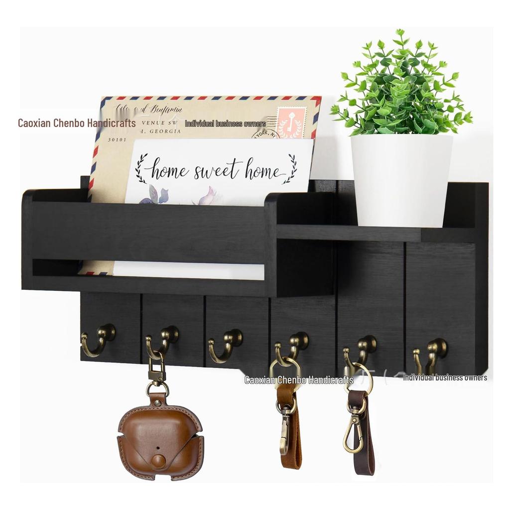 Stock Simple Wooden Wall Shelf & Key Holder - Solid Wood, Wall-Mounted for Entrance Hall