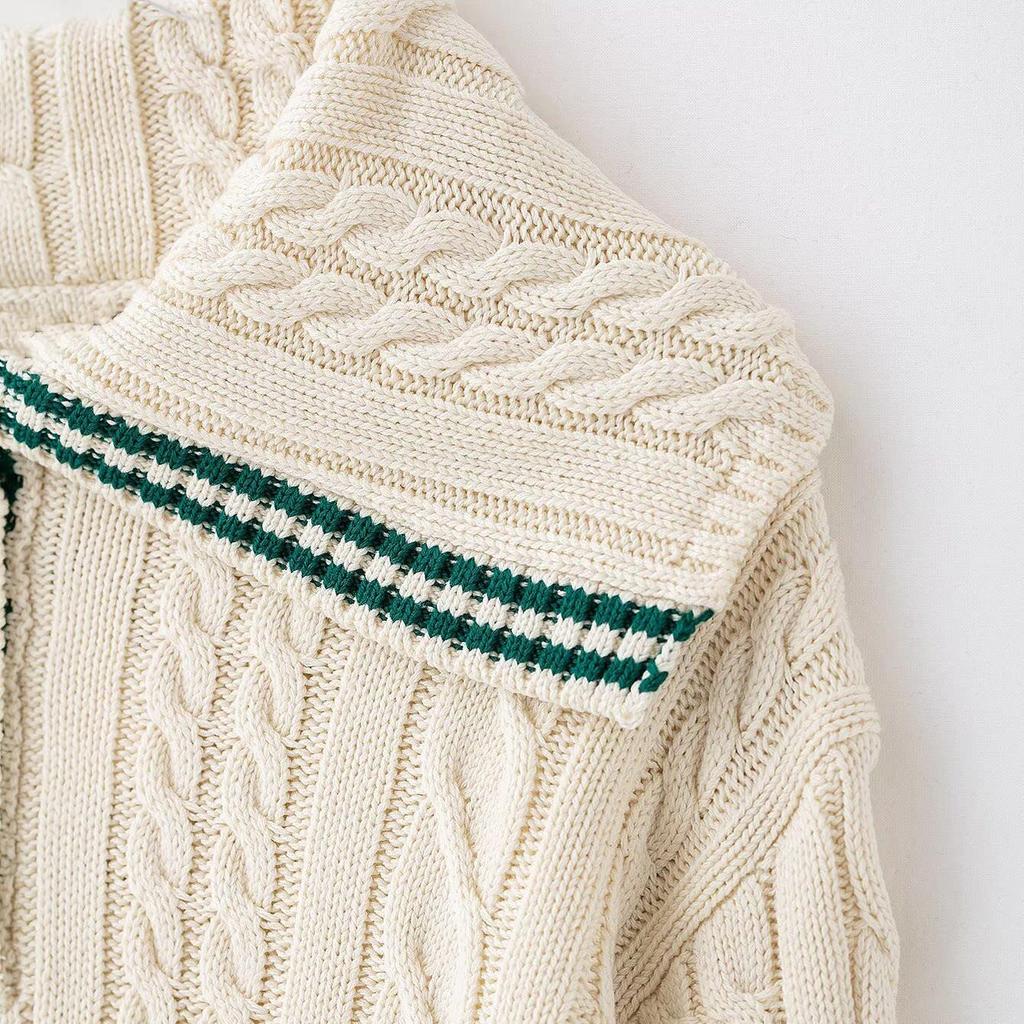 Spring 2025 Women's Slim Fit Knitwear with Eight-Strand Braid Lapel