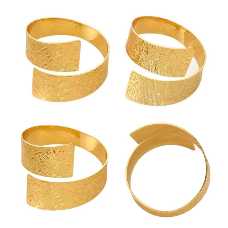 6Pcs Vintage Irregular Shape Napkin Rings Rose Pattern Iron Napkin Holders Clips For Hotel Dining And Home Table Setting