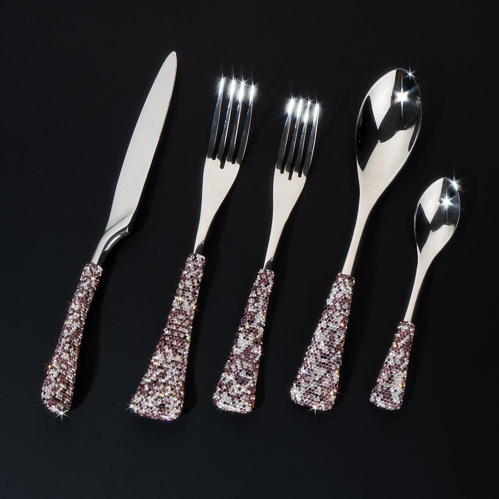 Diamond Handle Stainless Steel Spoon Fork Tableware for Western Dining Dessert Fruit knife fork spoon dinnerware sets