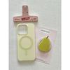 Magnetic Holder Phone Case for Apple iPhone 16 ProMax- Creamy Yellow Green Apple Pear Stand Silicone Phone Cover for iPhone