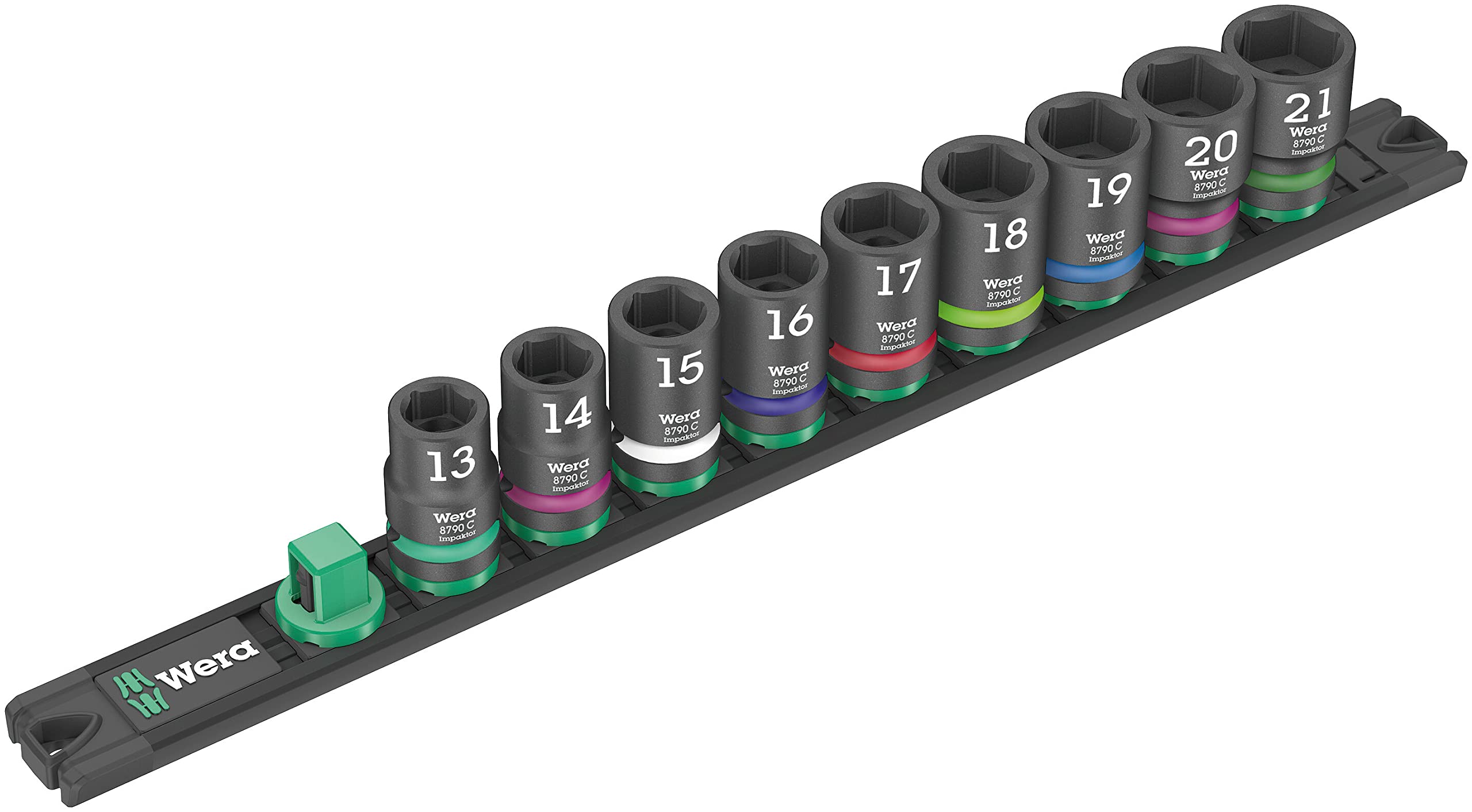 

WERA Drive 9 Piece Hex Socket Wrench Set with Storage Rail 005490 1/2SQ HEX13-21mm