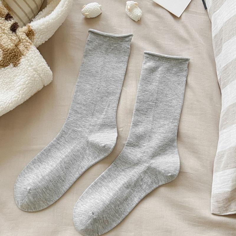 Women's Autumn Warm Simple Solid Color Curled Wool Pile Cotton Socks
