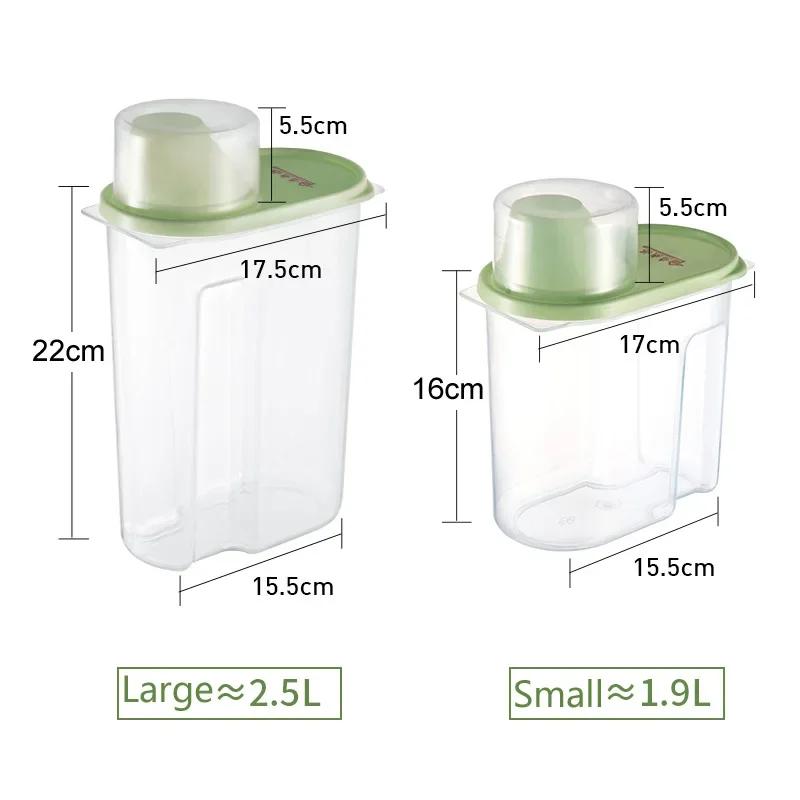 Plastic Clear Container Set with Pour Lids, Food Storage Box, Kitchen Storage Bottles, Grains Tank, 1.9L - 2.5L, Random Color