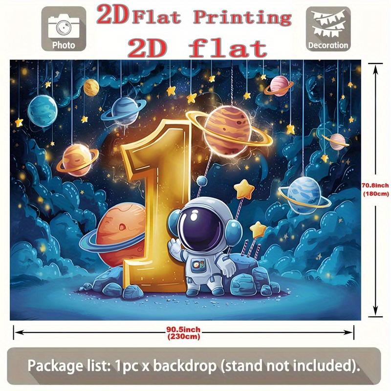 1 piece of 2D party banner 1-year-old birthday celebration astronaut-themed backdrop for photo taking