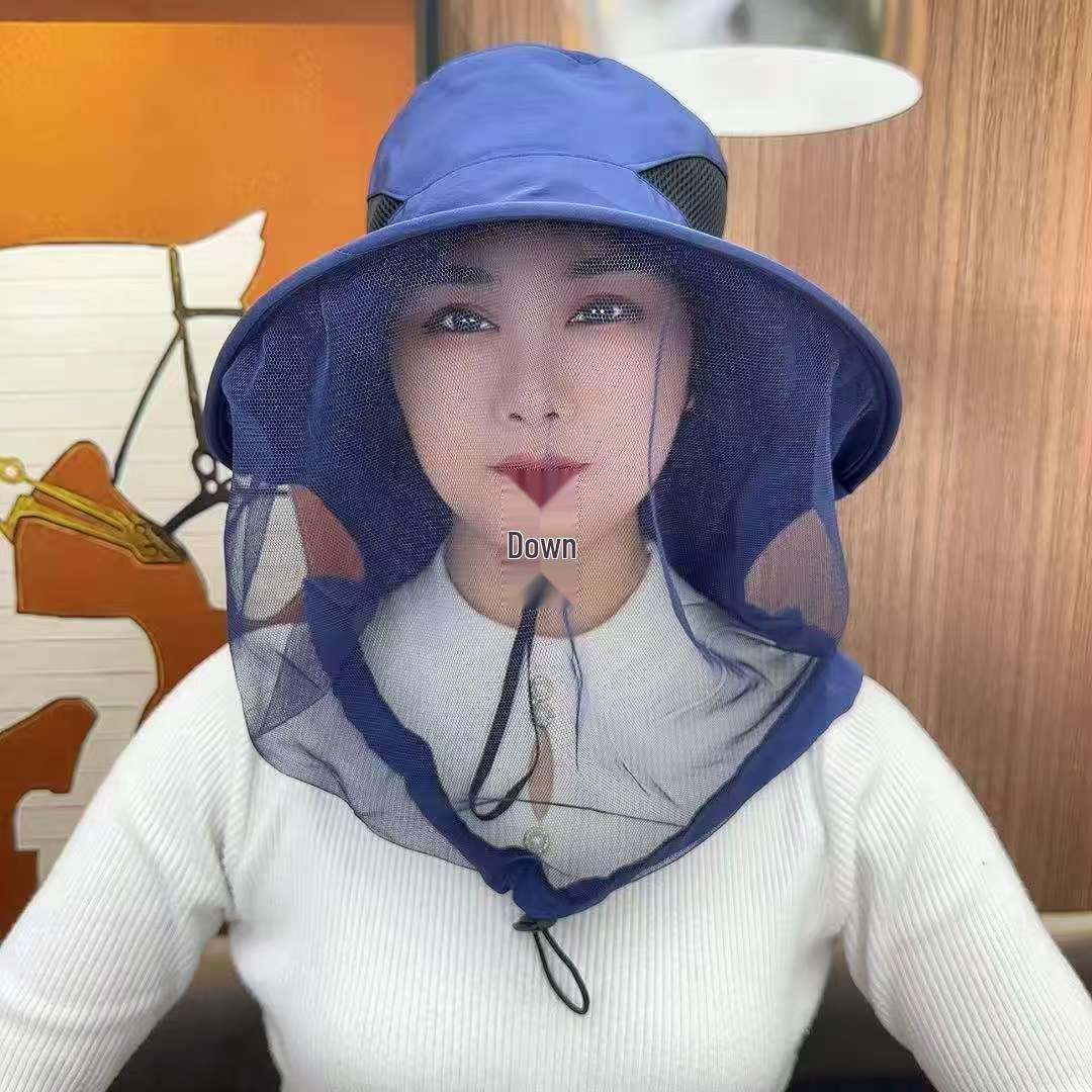 

Summer Mosquito-Proof Fisherman Hat with Mesh Face Mask for Outdoor Activities Adjustable синій