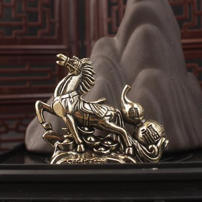 Ornement de Bureau Calabash Cheval en Bronze Décoration Artisanat Métallique Créatif Décorations pour la Maison Statue Cheval du Zodiaque Stéréoscopique