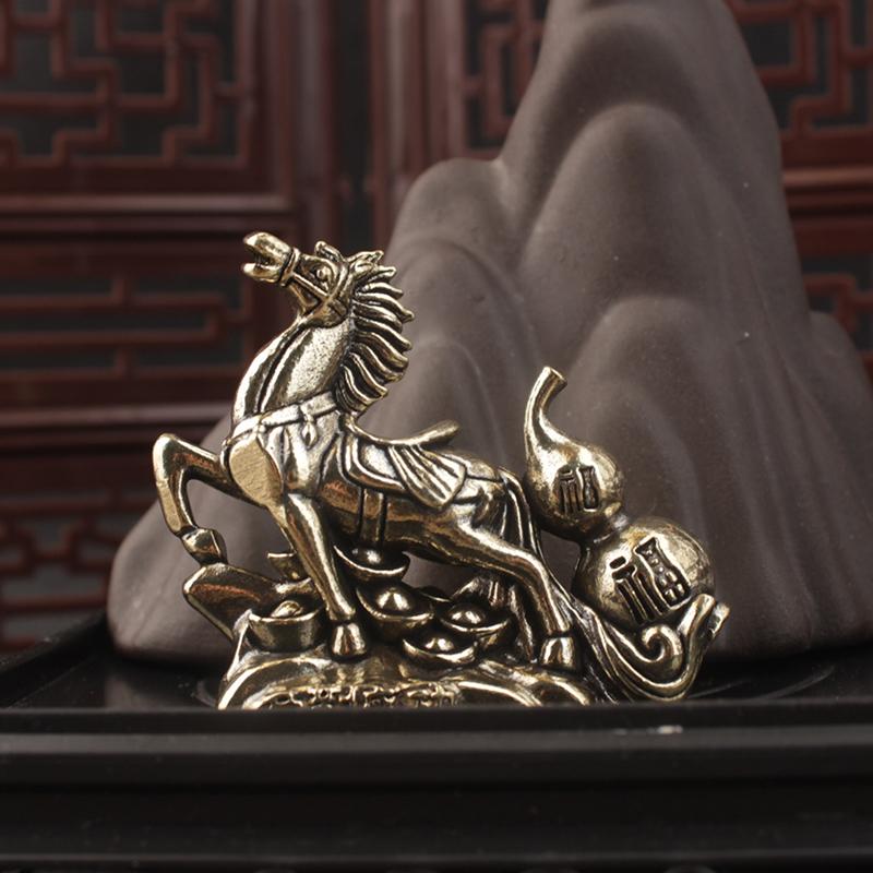 

Bronze Calabash Horse Desktop Ornament Decoration Creative Metal Craft Home Decorations Zodiac Horse Statue Stereoscopic one size