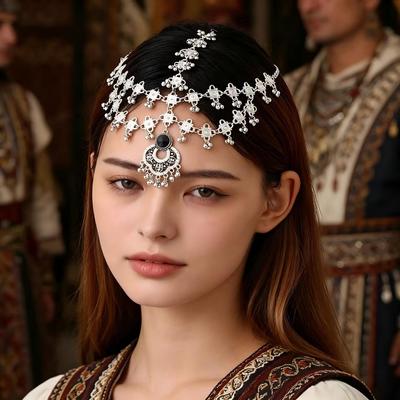 Southeast Asia Hot-Selling Indian Ethnic Gem Bead Head Chain with Retro Diamond Forehead Decoration