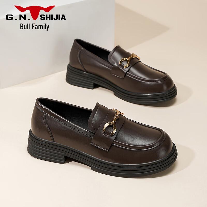 Gongniu Shijia Women s Thick-Sole British Style Loafers 38