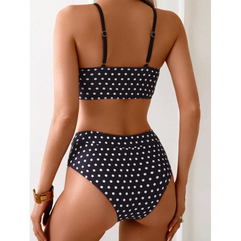 Sexy Bikini Swimsuit Women's Two-Piece Large Polka Dot Swimwear Trendy Strap Design Casual Comfortable Beachwear