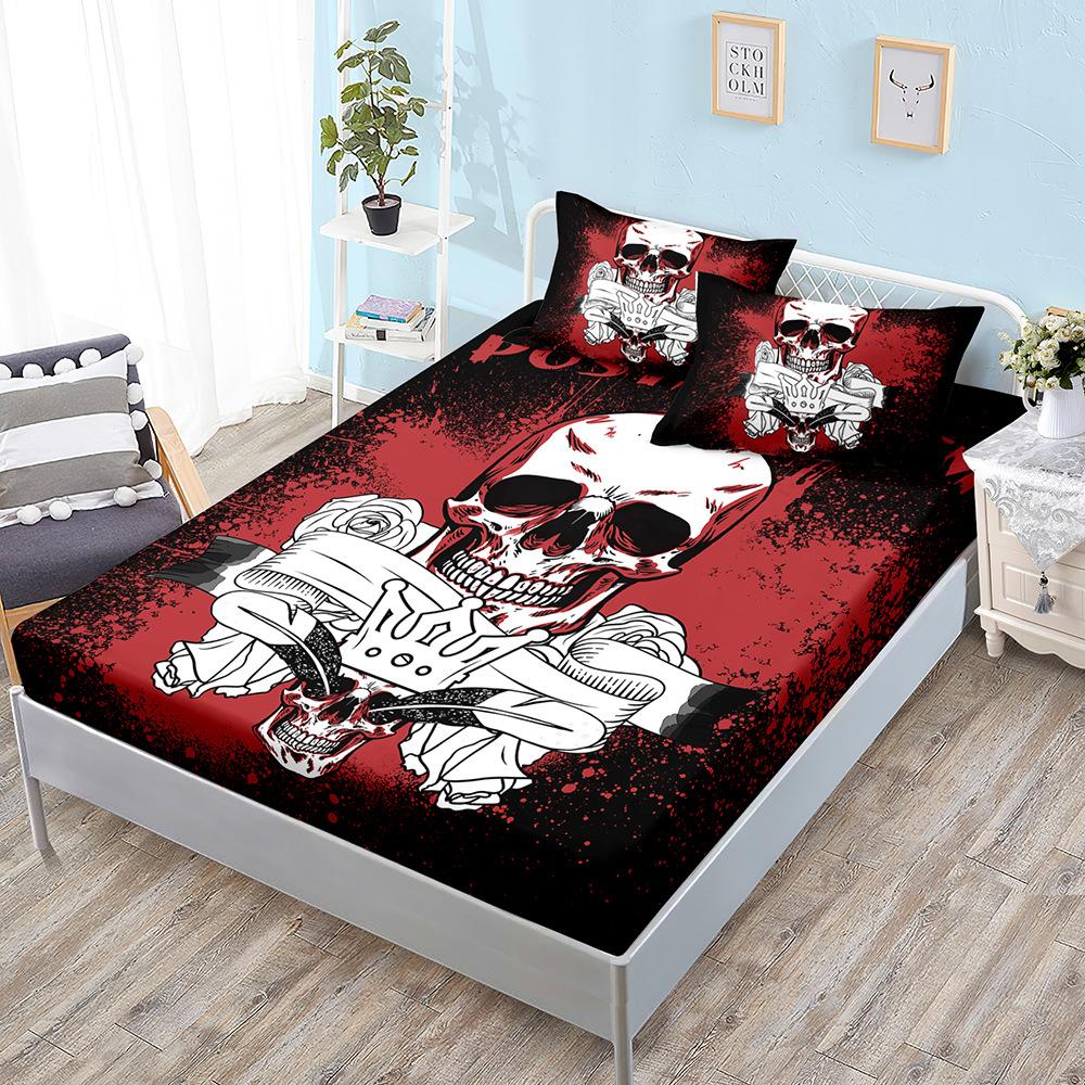Skull Gothic Kit, Sheet Three-Piece Set, Bedspread Pillowcase, Mattress Protective Cover