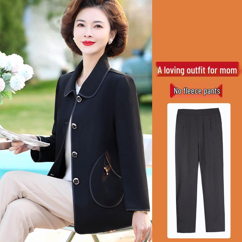 Hengyuanxiang Women's Plus Size Spring/Autumn Jacket for Middle-Aged & Elderly – Fashionable Outerwear