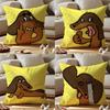 Cartoon Dachshund Cushion Cover Anti-dustmite Pillowcase Invisible Zipper Silky Short Plush Sofa Cushion Cover