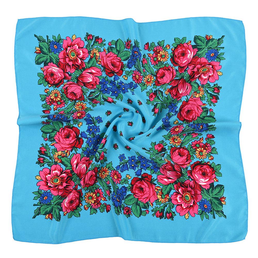 70*70cm Russian Style Floral Print Square Scarf