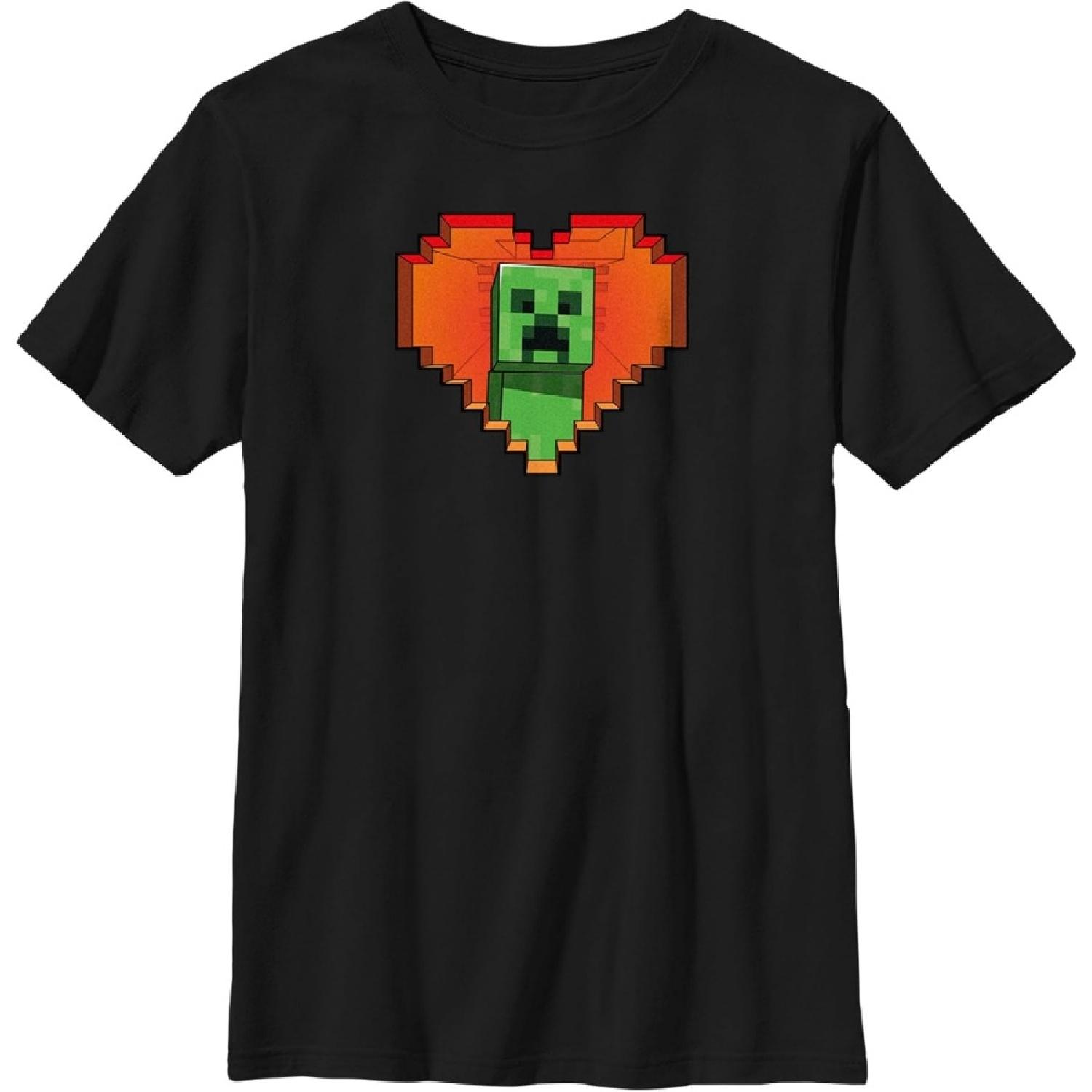 Fifth Sun Детская футболка Minecraft ко Дню святого Валентина с Крипером в форме сердца S