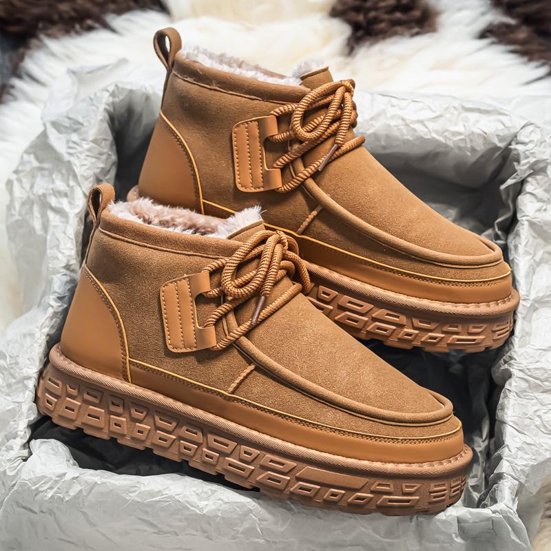 

Men s soft elastic winter warm winter cold padded snow boots thick soles non-slip wear outdoor leisure sports mid-top cotton boots work shoes 41