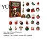 Reusable Acrylic Pendant Set Christmas Advent Calendar with 24 Pendants, 2D Flat Bowling Theme Durable Double Sided Printed Ornaments Hanging