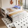 Upholstered Bed 90/180×190 Cm, with LED Lighting, Sockets and Lots of Storage Space; Upholstered Bed, Multifunctional Sofa Bed, Single Bed, Beige