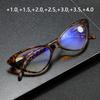 Vintage Fashion Cat Eye Spring Legs Reading Glasses Retro Leopard Women Lightweight Presbyopic Reading Glasses