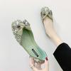 Woman Flats Elegant Party Pink Shoes for Women Rhinestone Square Toe with Bow On Offer High Quality Fashion Beau Today Sale Shoe