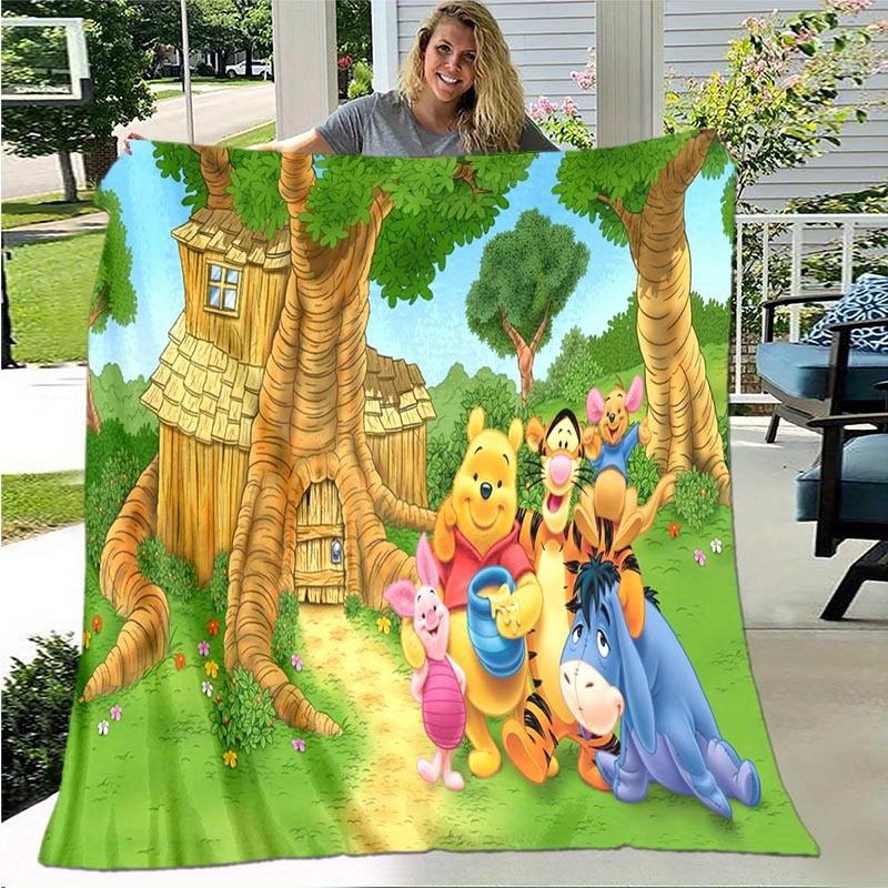 1 Stück Winnie Puuh Druckdecke - Weiche Ganzjahresdecke für Wohnzimmer, Schlafzimmer, Personalisierbares Geschenk mit entzückendem Cartoon-Design