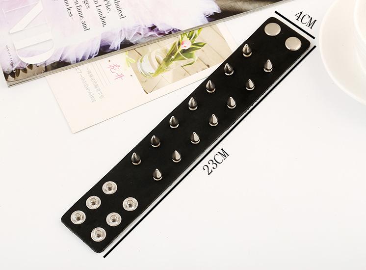 High Quality European American Style Punk Rock Band Fashion Jewelry Genuine Leather Alloy Studs  Bracelet Bangle