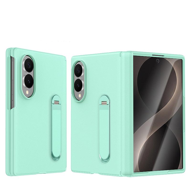 360 Metallhalter Lederhülle für Samsung Galaxy Z Fold 8 Wide 5G Displayschutzfolie Magnetische Scharnier Schutzabdeckung
