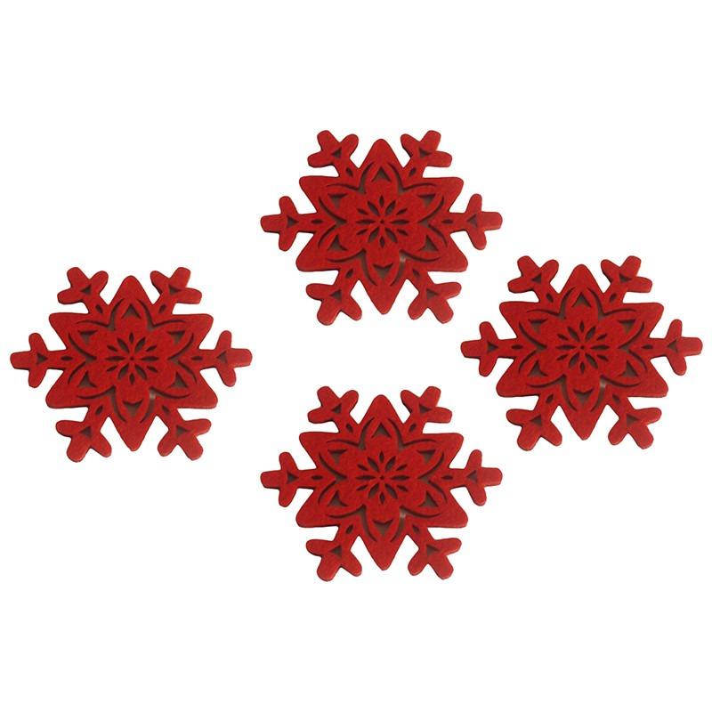 4Pcs/Set Christmas Coaster Christmas Snowflake Coasters Xmas Noel Ornaments Snowflake Coaster Home Kitchen Tabletop Decoration