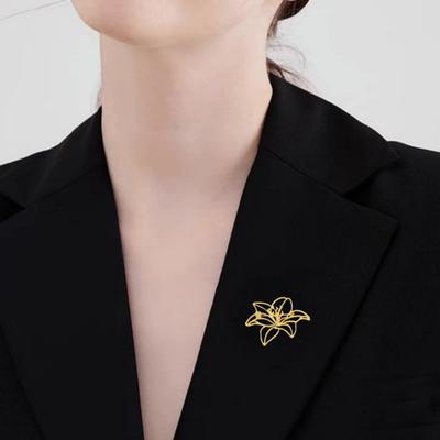 Broche para Mujer Bordes Lisos Diseño de Flor Hueca Pin de Solapa Hebilla Antideslizante Insignia para Bufanda Ropa Bolsos Accesorios