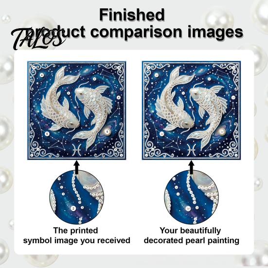 Rhinestone Art Set DIY Faux Pearl Painting Kit, 12 Constellation for Handmade Fake Adults Beginners, Wooden Frame Wall Decoration Crafts