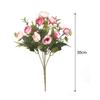 Artificial Camellia 5 Branchs 13 Flowers Realistic Silk Easy Maintenance Faux Flower Decor Dark Pink for Wedding Birthday Party