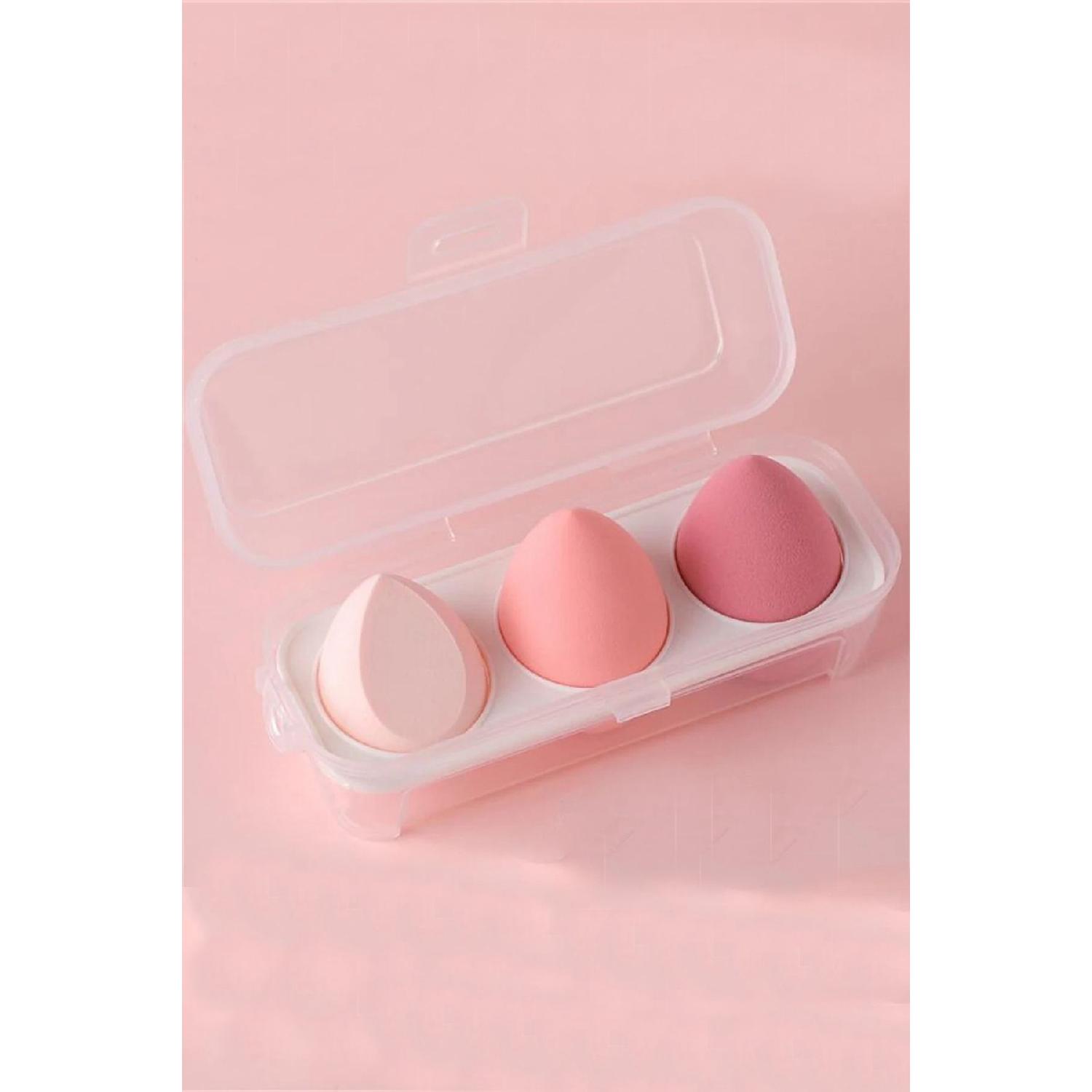 

Set Of 3 Pink Tones Boxed Makeup Sponges With Stand
