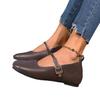 Velcro Soft-soled Mary Jane Shoes Large-size Women's 2025 New Shallow Mouth One-word Buckle with Versatile Flat-soled Single Shoes Women's Shoes