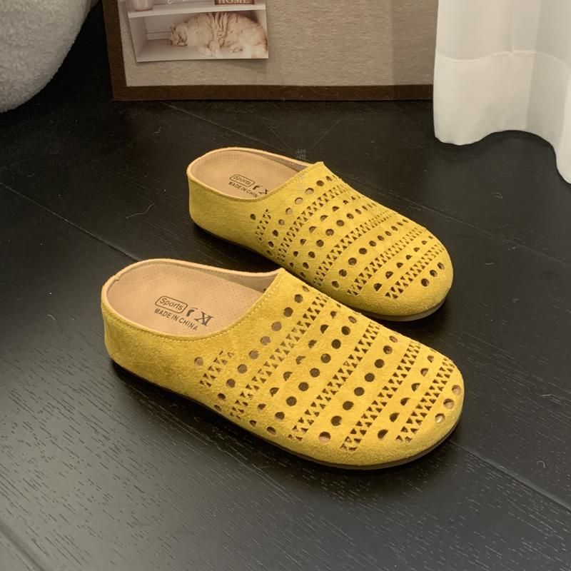 

Fashion 2025 Children Slippers for Girls Summer New Fashion Korean Style Soft Bottom Anti-slippery Casual Cut-out Sweet Beach Sandals 35 жёлтый