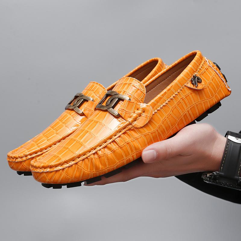 

Fashion Lightweight Men Dress Shoe Mens Leather Slip on Casual Flats New Arrival Mens Stylish Loafers All-match Male Office Footwear 48 жёлтый