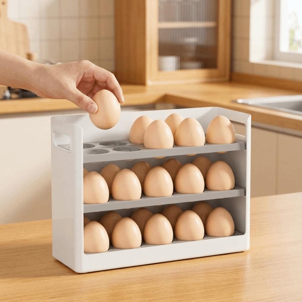 Plastic Flip-top Egg Storage Box Anti-drop Egg Storage Tray 3 Tiers Egg Storage Box Refrigerator