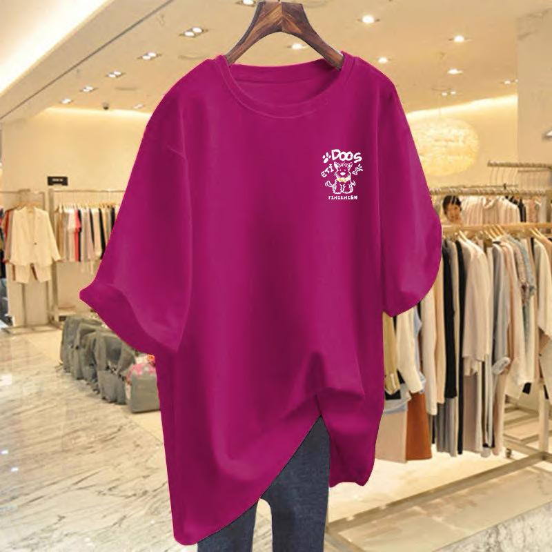 New Cotton Loose Top T-shirt Women's White Large Version Short-sleeved Summer Large Size Bottoming Shirt