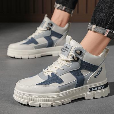 Men's Shoes Autumn and Winter New Velvet Martin Boots Men's Trendy Fashion Thick-soled High-top Leather Boots Work Overalls Boots