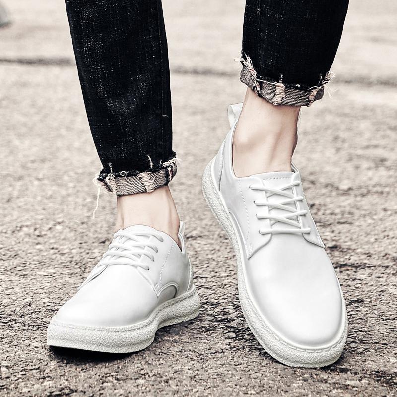 Fashion British Style Men Casual Leather Vintage Oxford Shoes Quality Comfy Genuine Leather Outdoor Walking Shoes Lace-Up Social Shoes