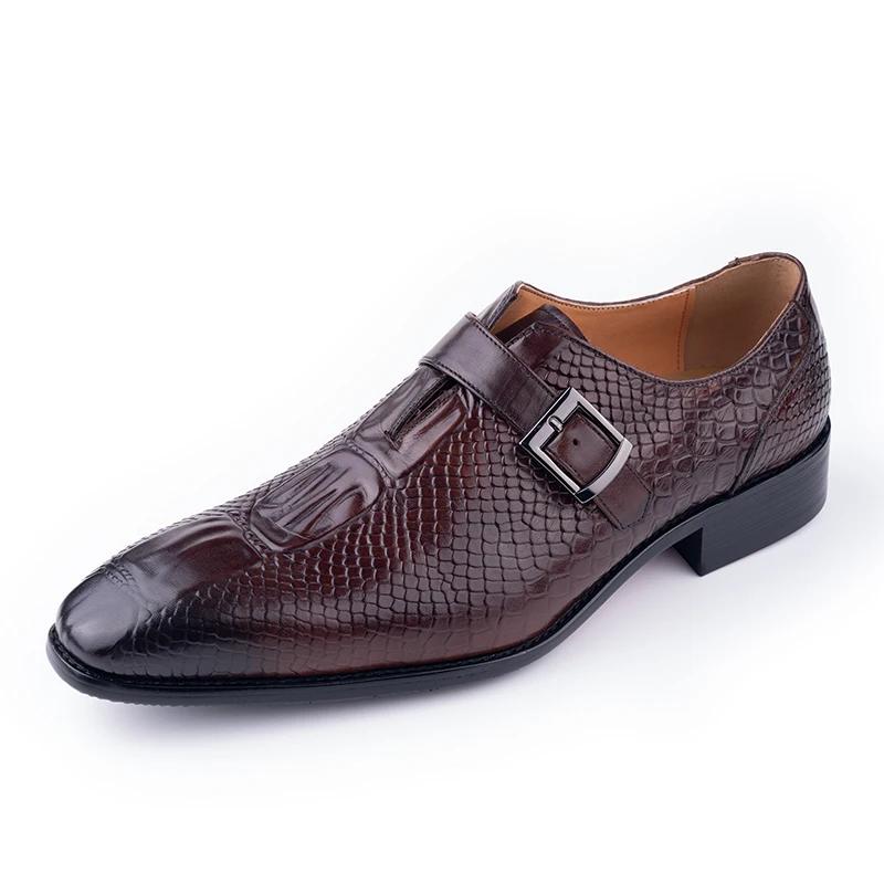 Fashion Luxury Men's Leather Shoes Casual Business Office Wedding Dress Shoes Comfortable Loafer Zapatos Hombre Monk Strap Rubber Sole